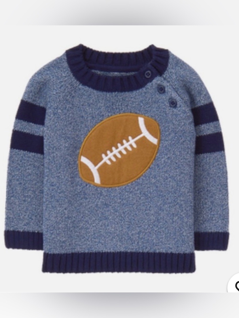 Gymboree Purrfect Prep baby boy Football Sweater 3-6 months cotton Blue